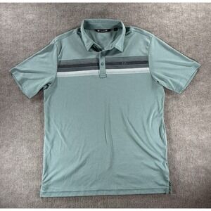 TravisMathew Polo Shirt Mens Large Green Striped Golf Performance Casual